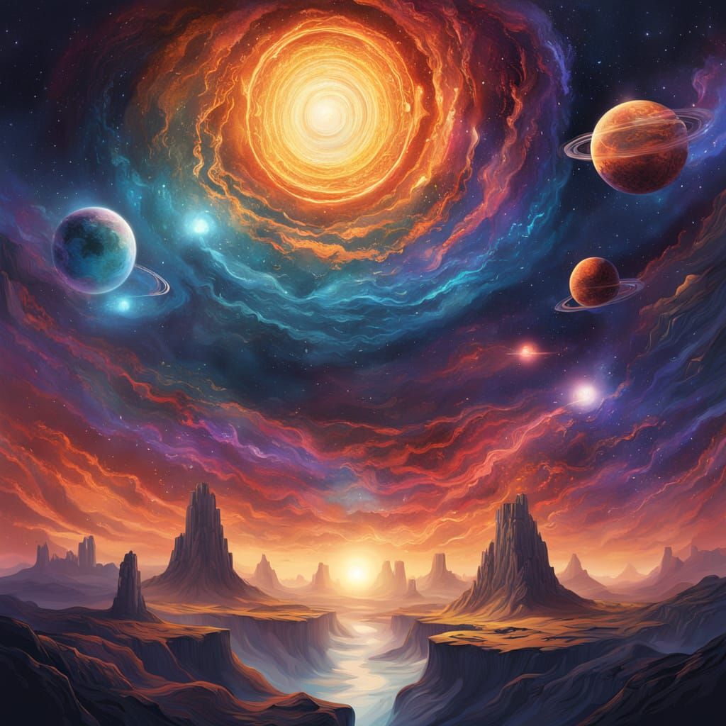 Divine Planet in Cosmic Void, Celestial Art