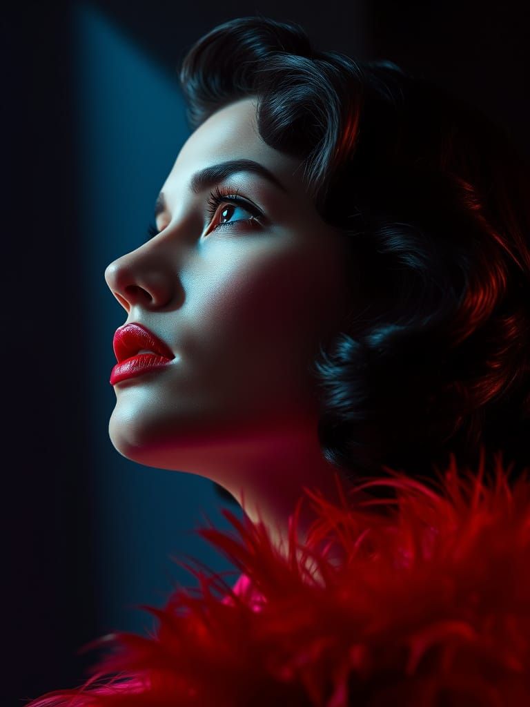 Glamorous Film Noir Portrait of Elegant Woman
