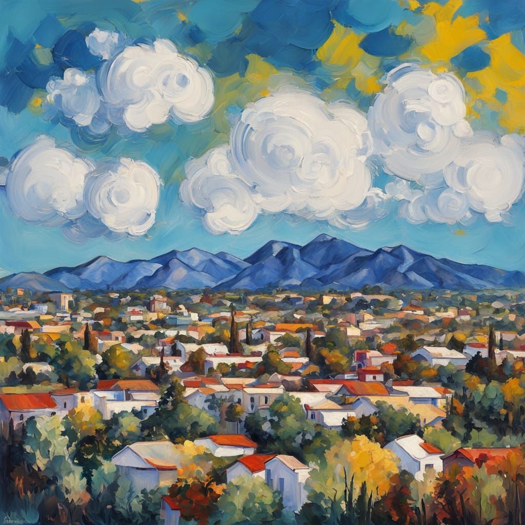 Neo-Expressionist Cityscape of San Bernardino, USA