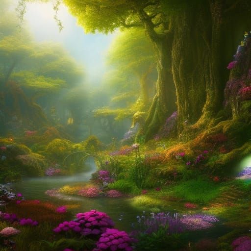 Magical Fairy Forest in Ethereal Pastel Art