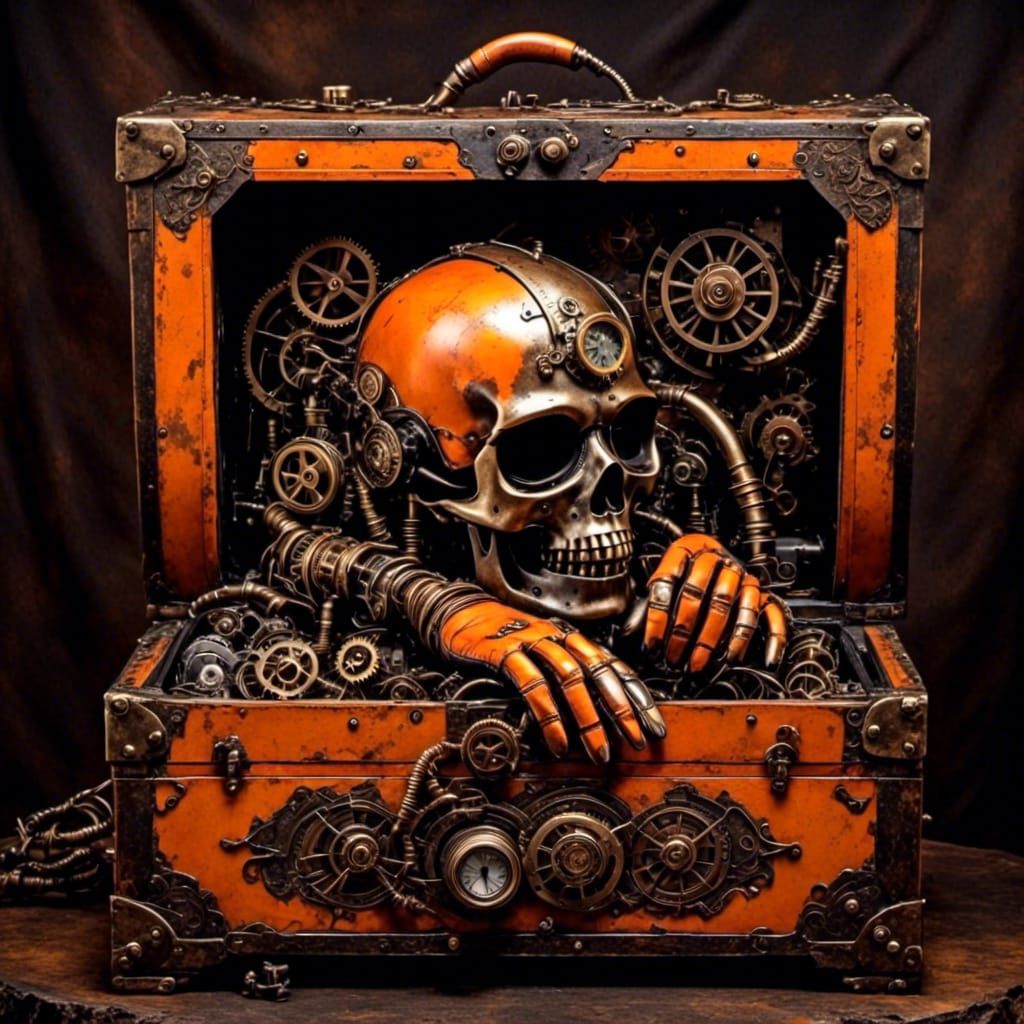 Steampunk Glove Emerging: Oil Chalk Painting