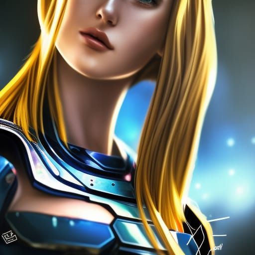 Realistic Portrait of Samus in Space