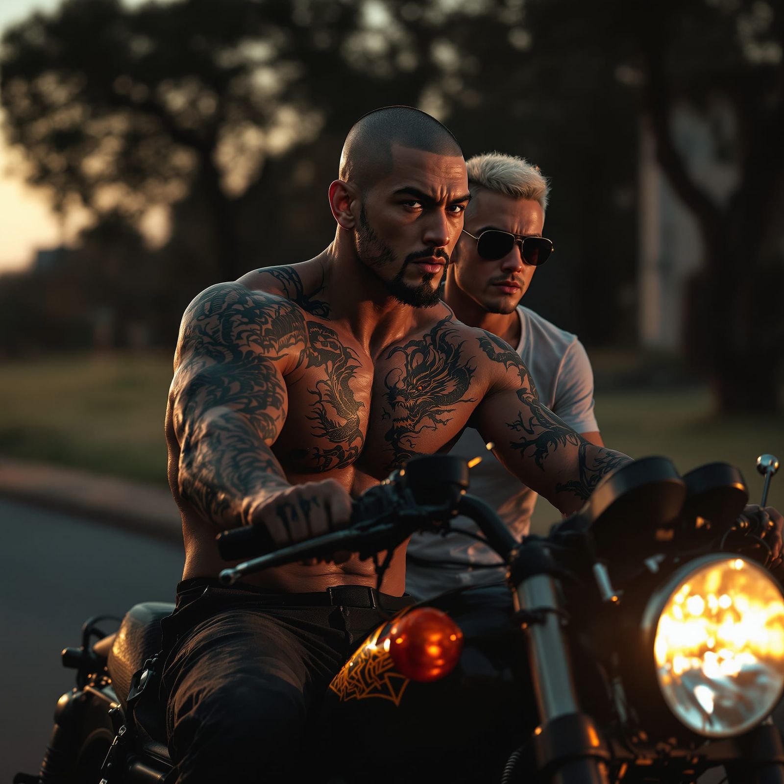 Athletes On Motorcycle Cinematic Scene