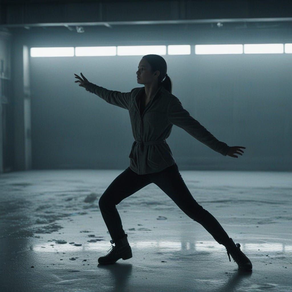 Girl Executes Cinematic Choreographic Sequence on Ice