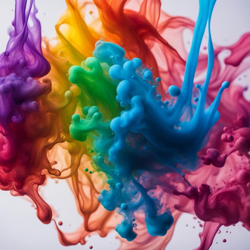 Rainbow Ink Swirls in Water: Abstract Art