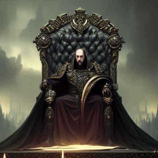 Evil Emperor on Throne: Dark Fantasy Portrait
