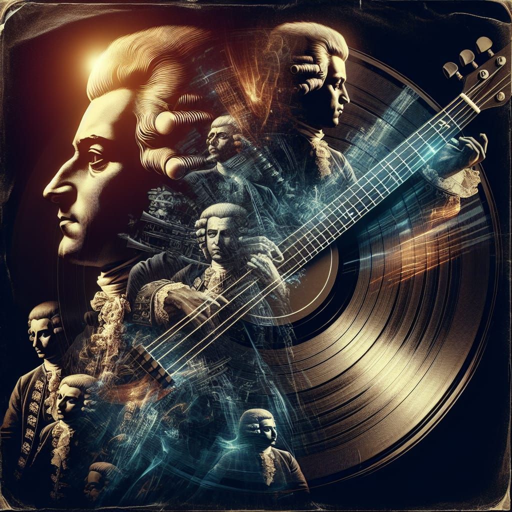 Hard Rock Mozart: Hyper-Detailed Double Exposure Vinyl Art