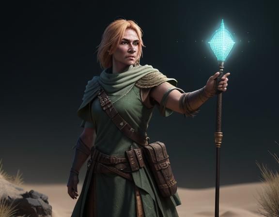 Bullywug Spellcaster in Desert, 3D Game Art