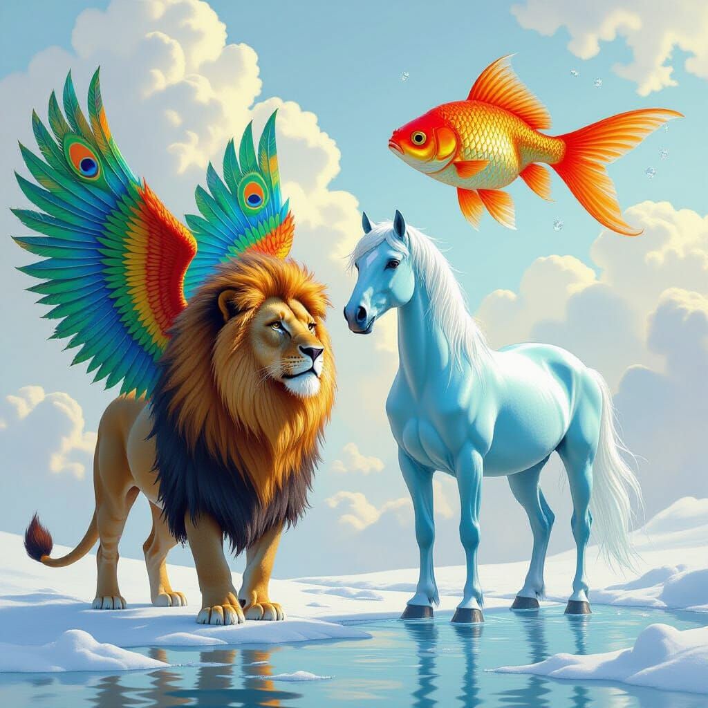 Magical Animals: Lion, Ice Horse and Giant Goldfish