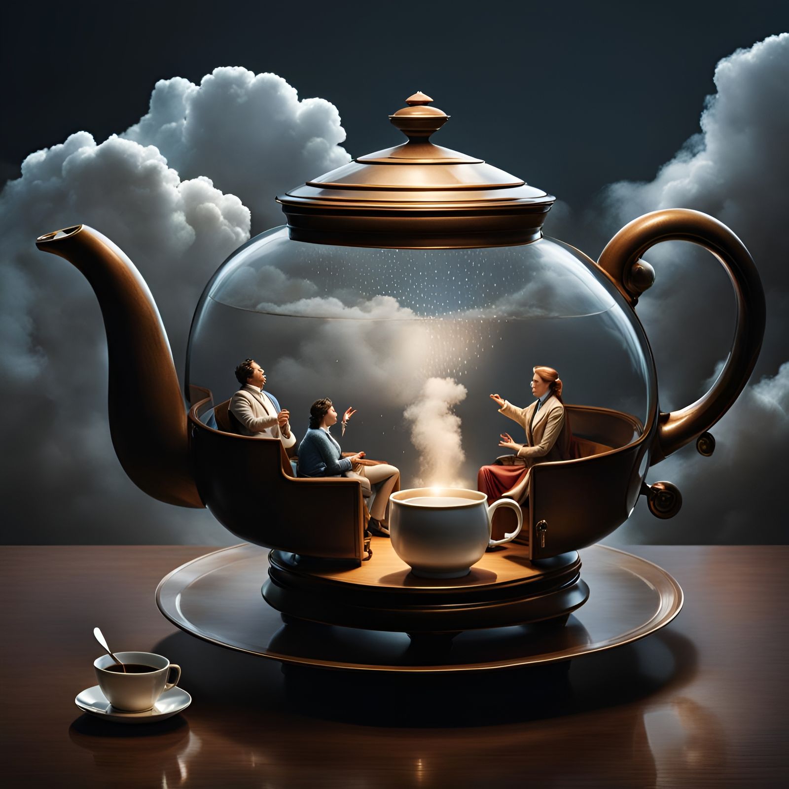 Arguing Couple with Tempest in Teapot