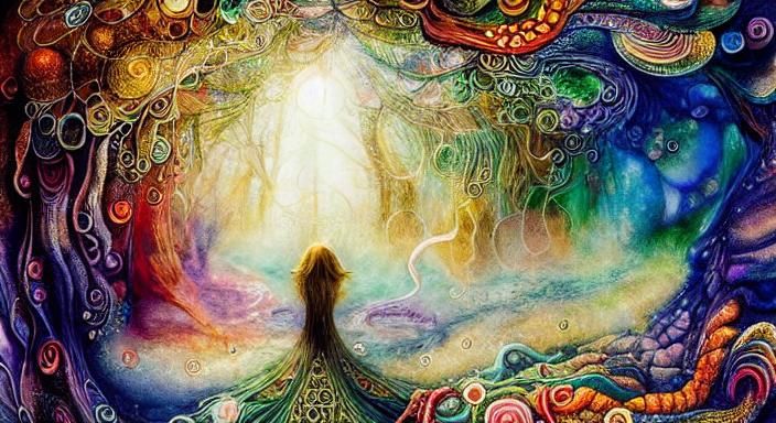 Surreal Sun and Moon Fairytale in Watercolor