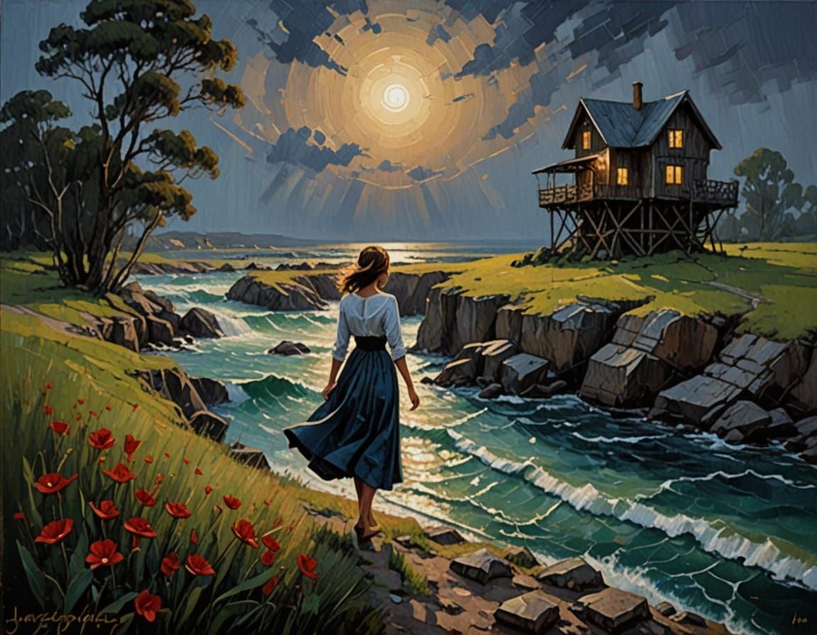 Mysterious Lights Dance in the Night Ocean