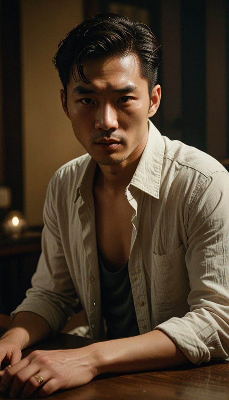 Moody Chinese Gentleman in Warm, Golden Light