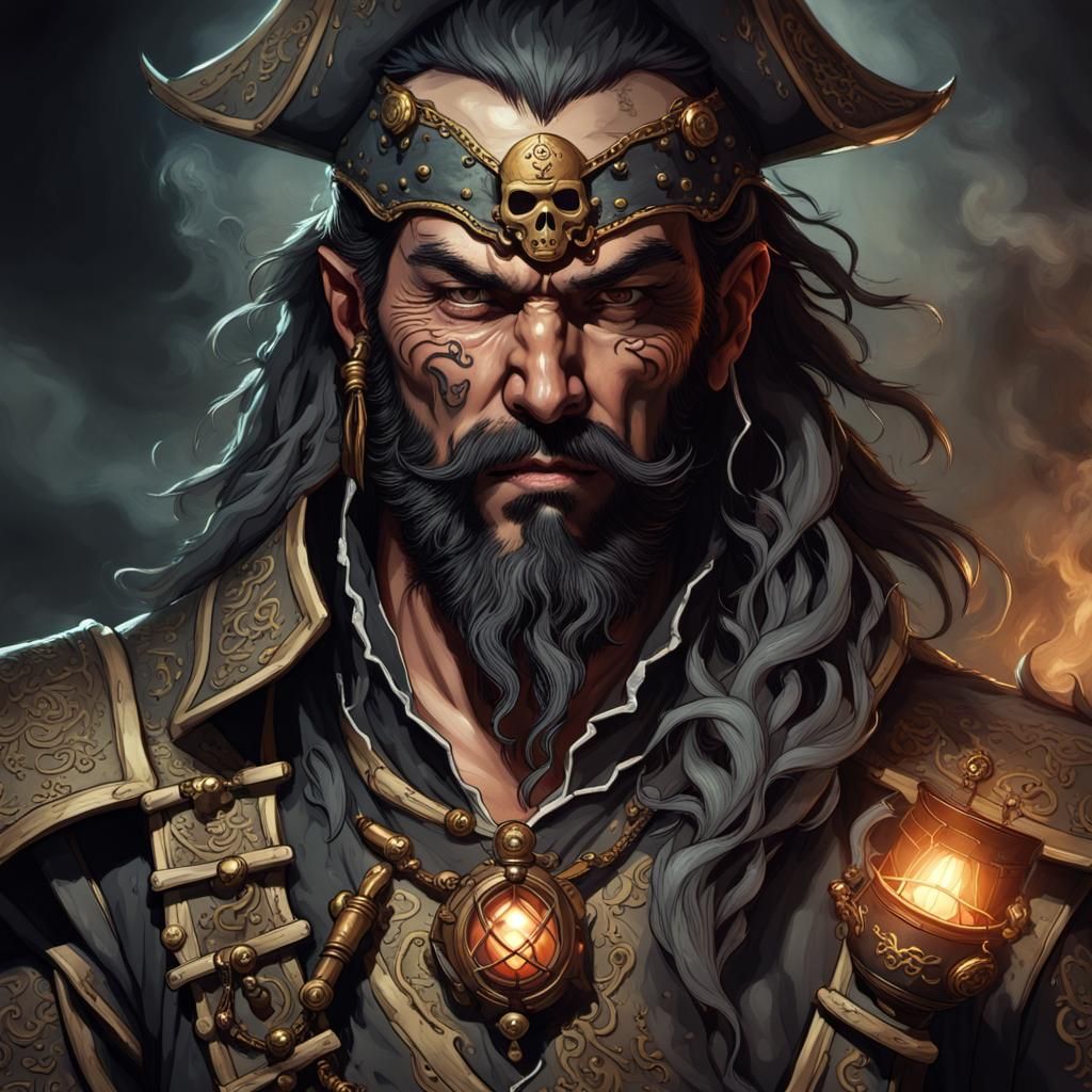 Draconian Pirate Portrait in Moody Lighting