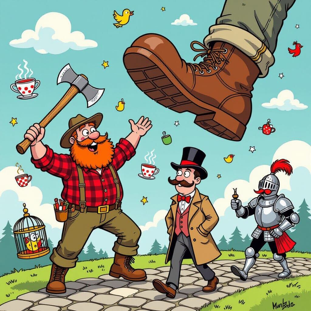 Absurdist Lumberjack and Giant Foot Fantasy