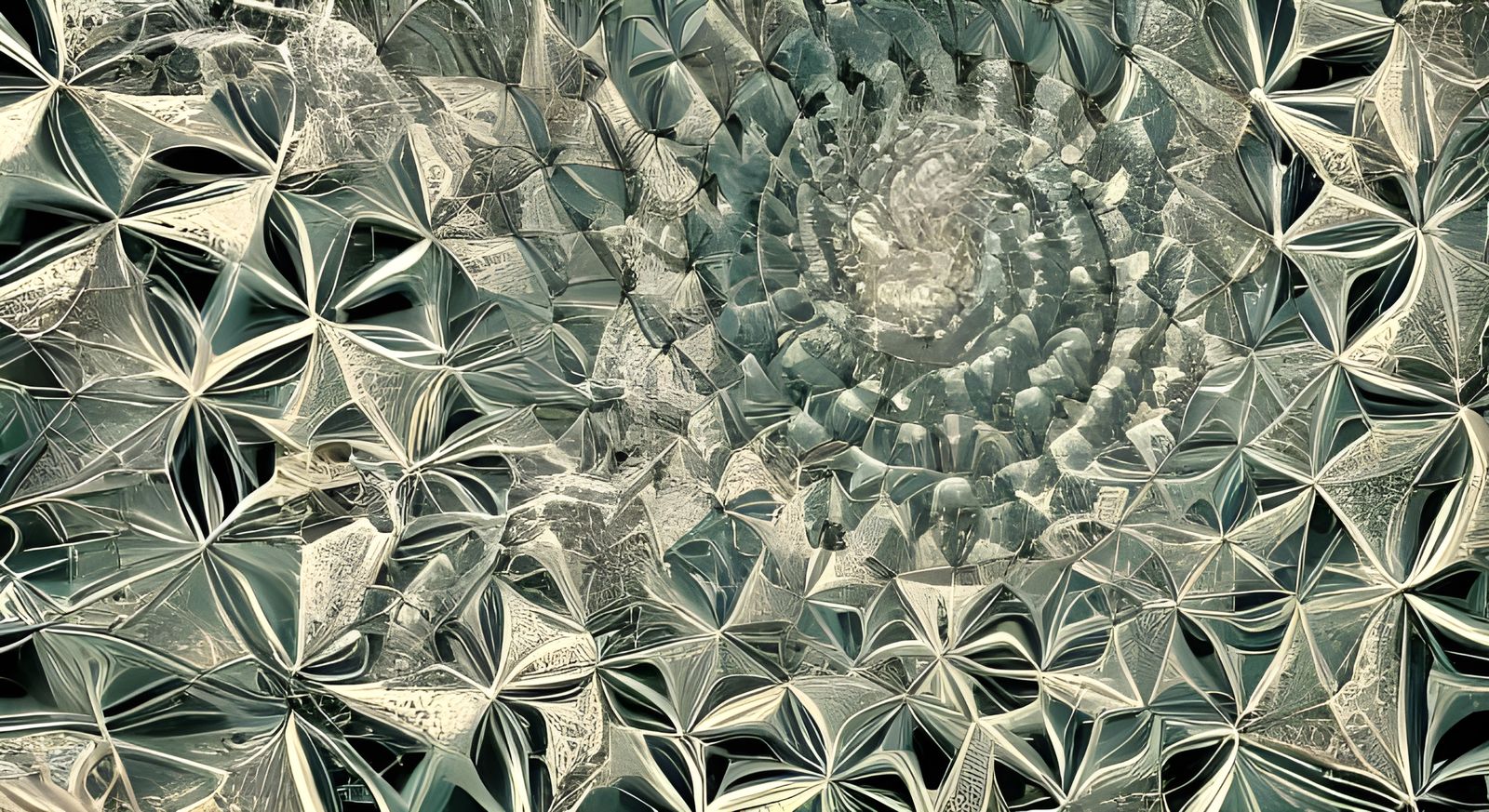 Surreal Crystal Fortress with Fractal Architecture and Cloud...