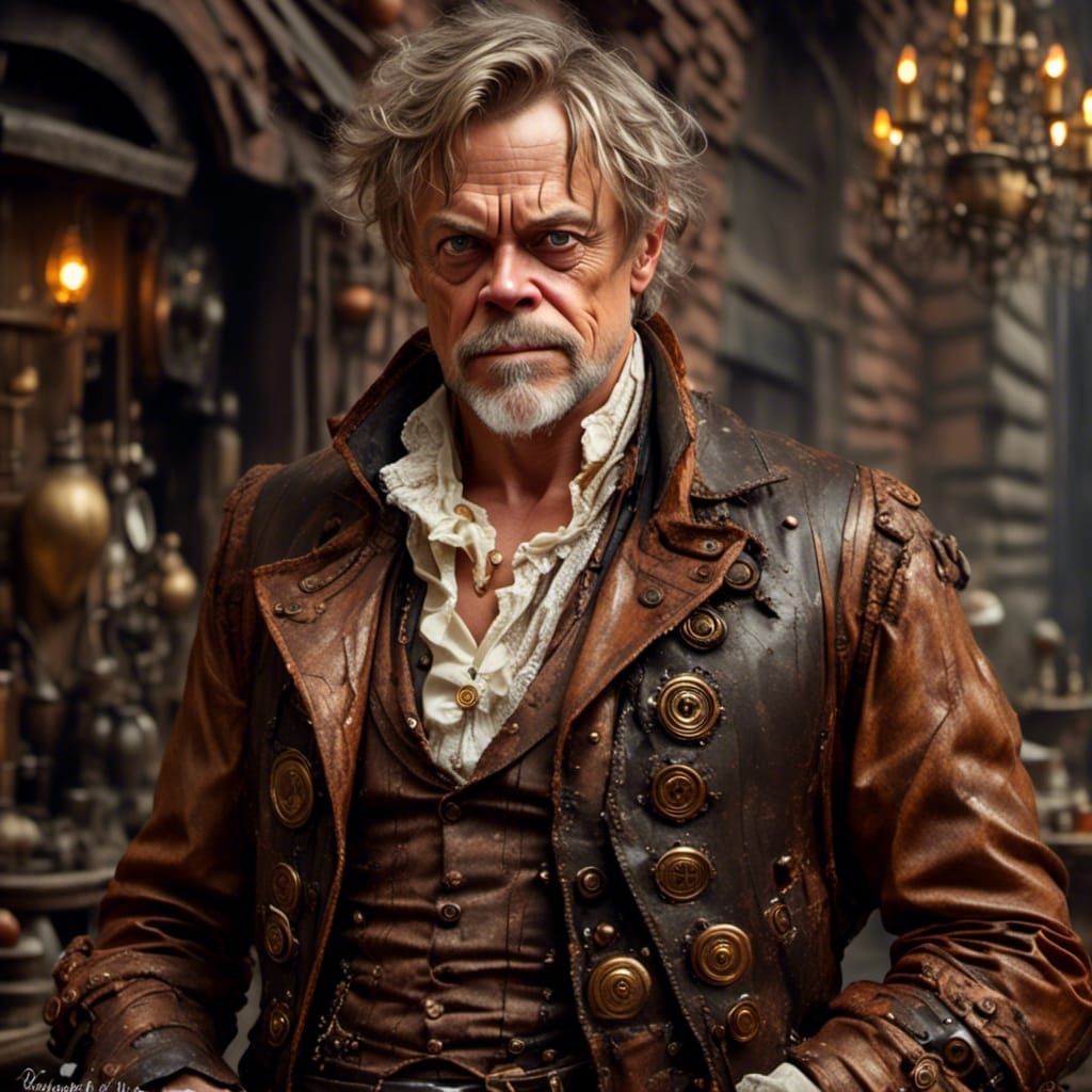 Steampunk Mark Hamill Impasto Portrait