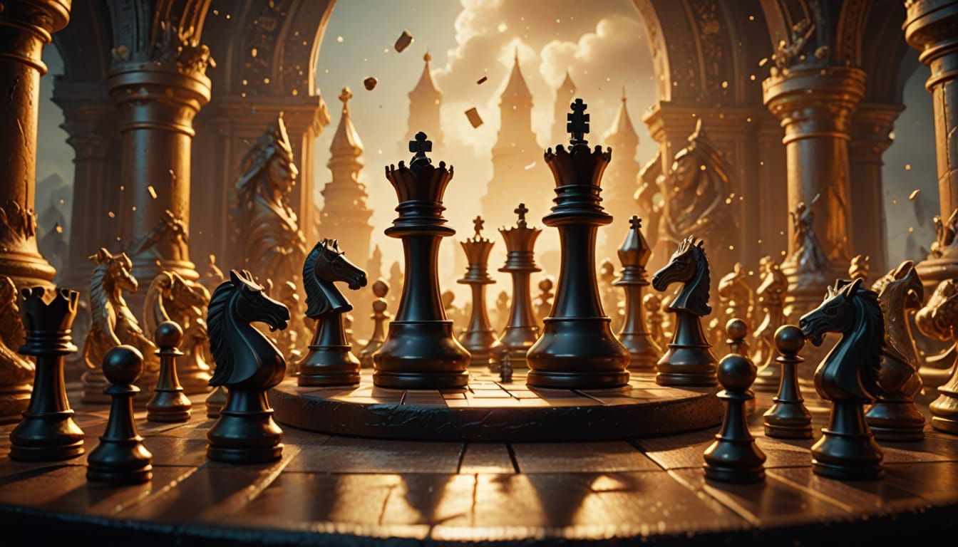 Epic Chess Battle in a Transforming Fantasy World