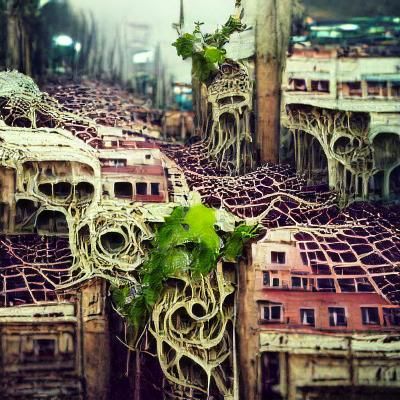Decayed Urban Landscape Reclaimed by Nature