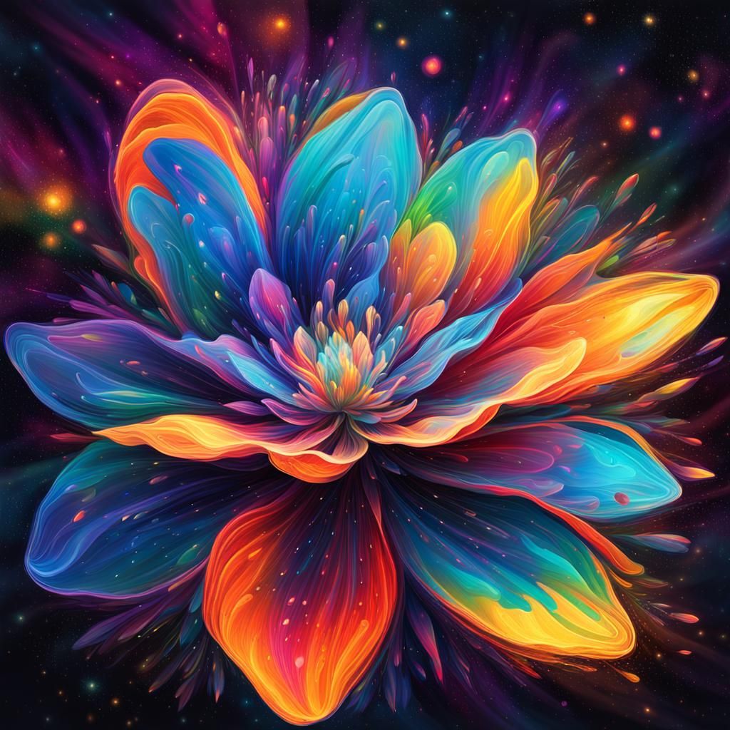 Psychedelic Astral Flower in Cosmic Colors
