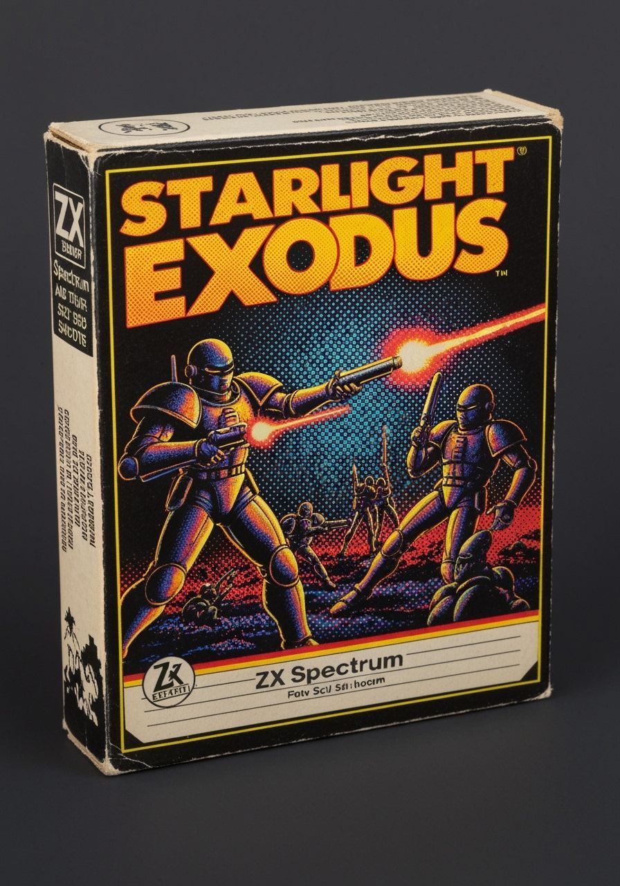 Starlight Exodus: Retro ZX Spectrum Cassette Art