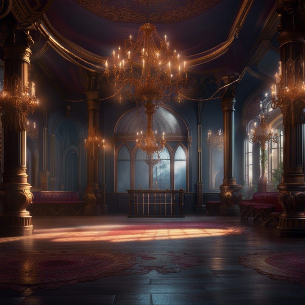 Fantastical Victorian Ballroom in Detailed Matte Painting