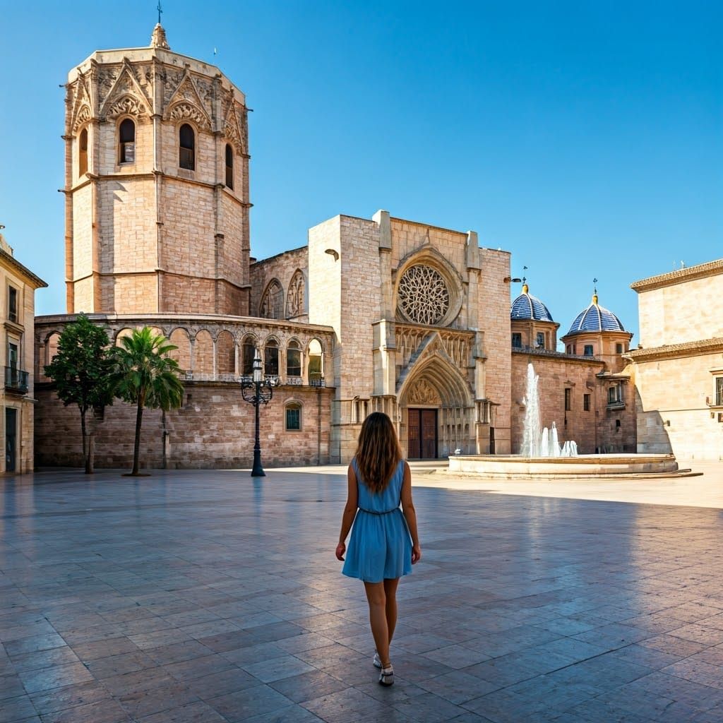 Valencia's Plaza de la Virgen: A Realistic Photograph