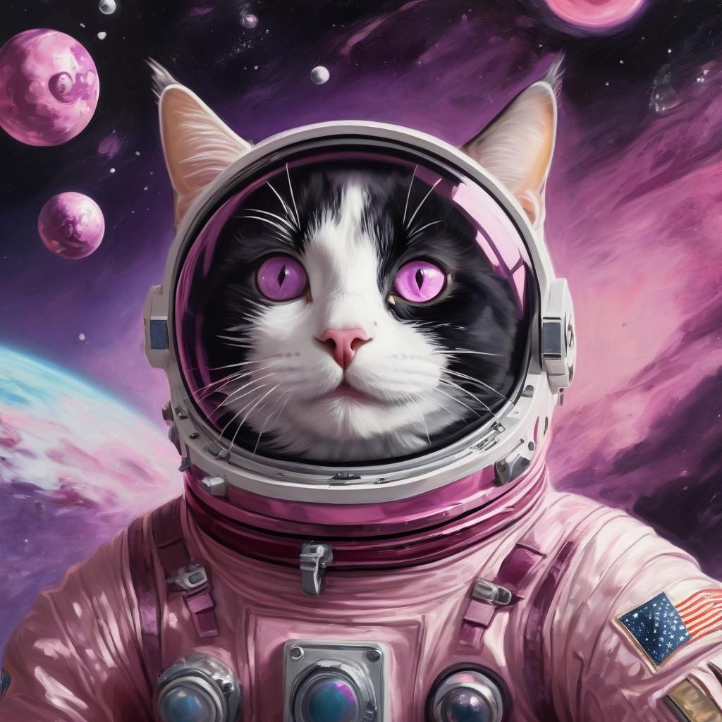 Cat Astronaut in Space: Surreal Digital Art