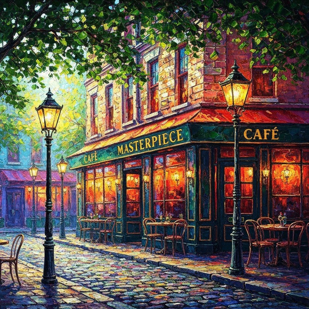 Enchanted Vibrant Cafe in Impressionistic Style