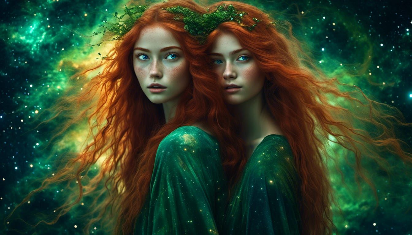 Enchanting Artist Girl in a Cosmic Landscape