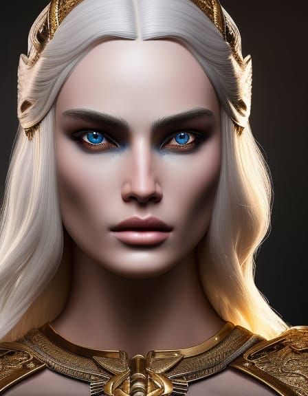 Beautiful Norse Goddess Portrait in Watercolor Style