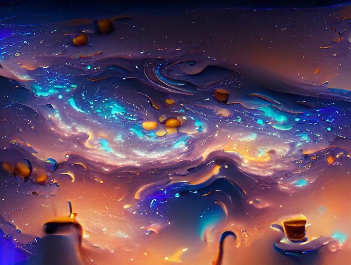 Milky Way Coffee Cup: Detailed Matte Painting