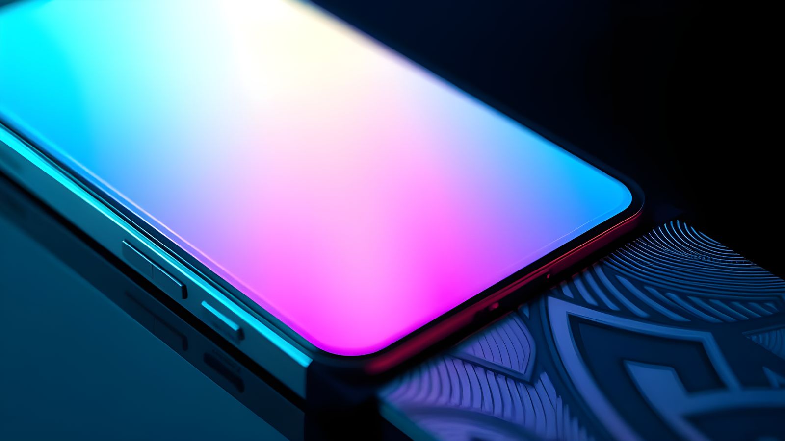 Silver Smartphone With Gradient Display and Textured Frame