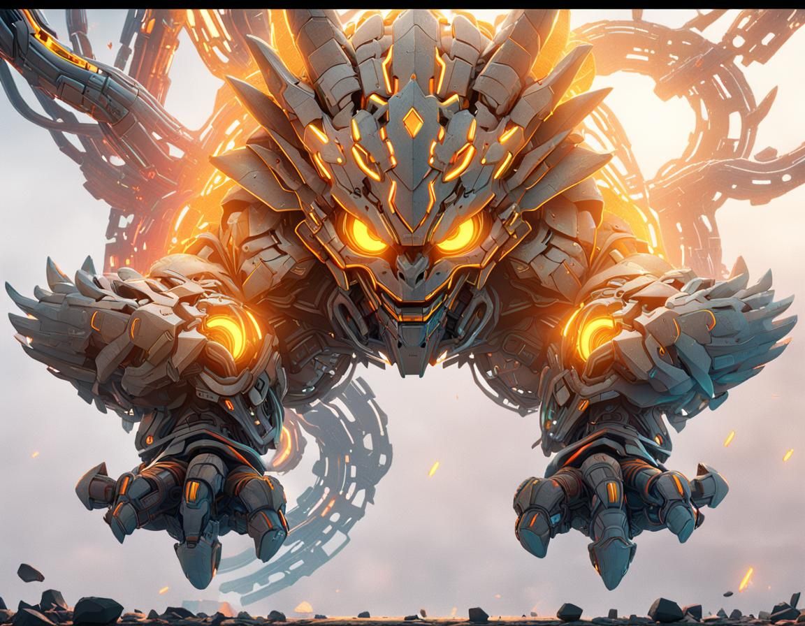 Vibrant Character Render with Neon Outlines in 8K