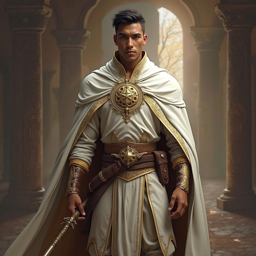 Heroic Warrior in Ethereal White Robes