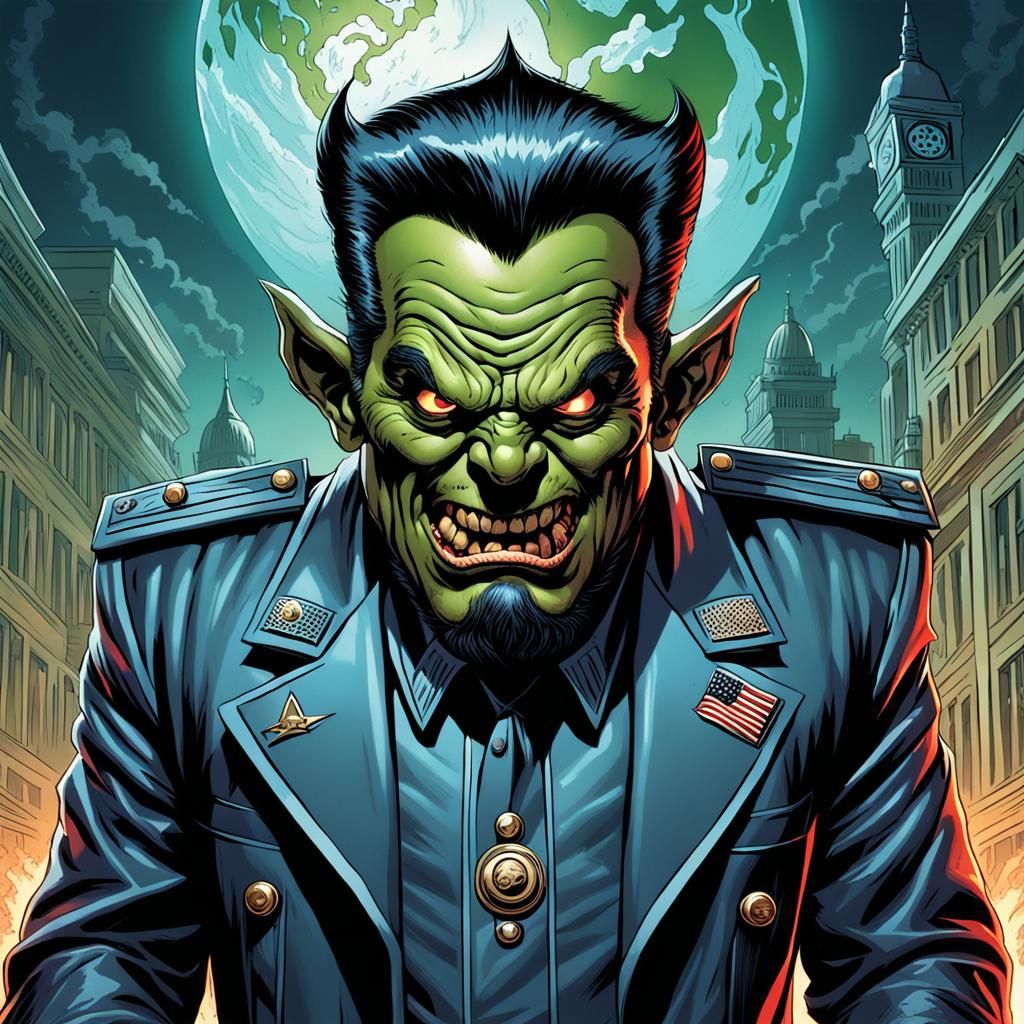 Gnomish Dictator as Monster in Comic Book Pop Art