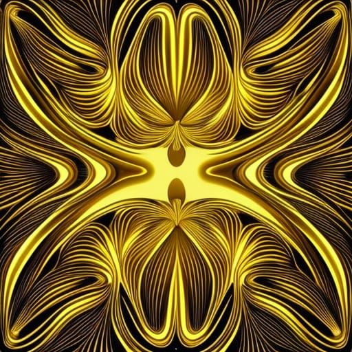 Golden Fractal Abstract Vector Design