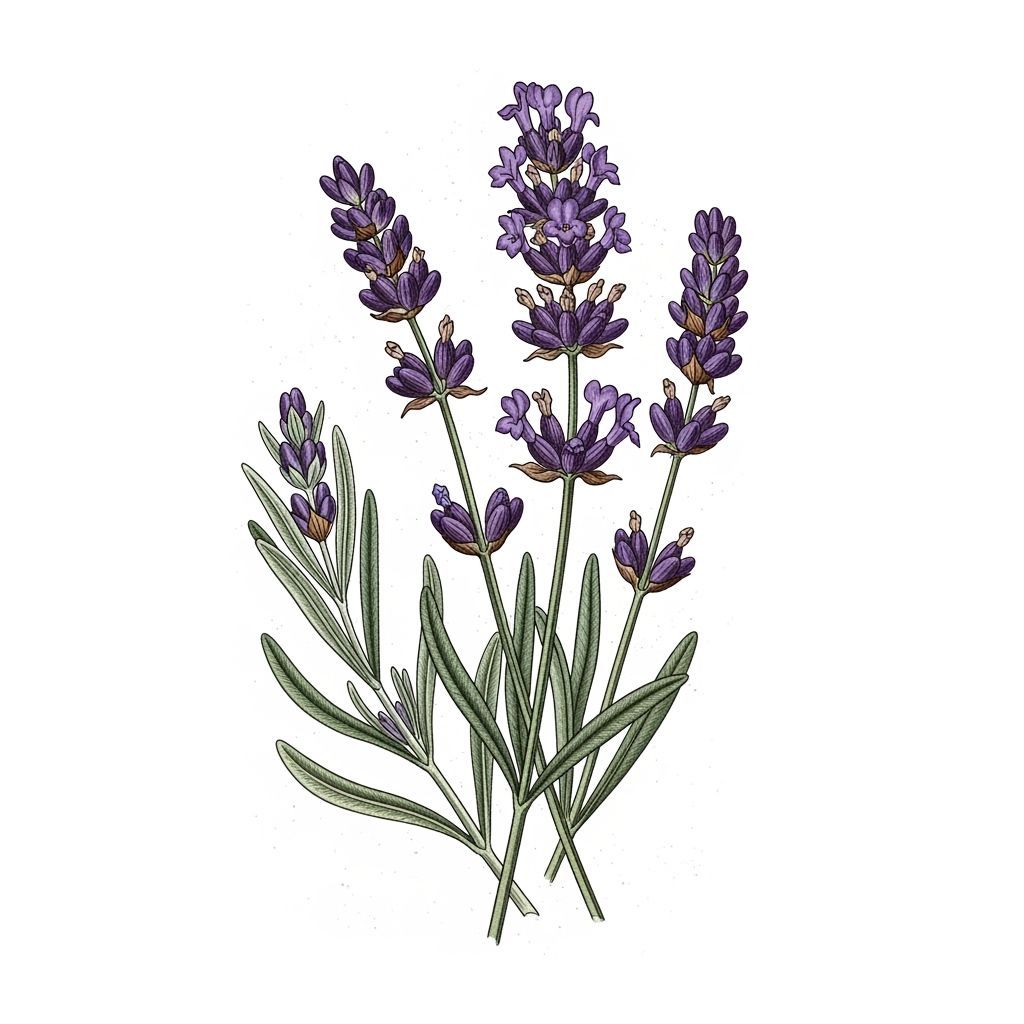Botanical Illustration: Lavender Sprigs in Vintage Style