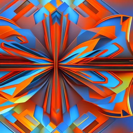 Complex Fractal Geometry in Cubist Art Deco Style