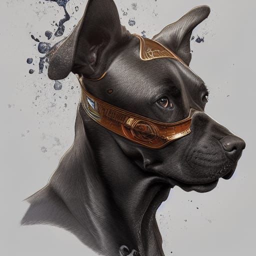 Cute Giant Dog Portrait in Hyperdetailed Digital Art