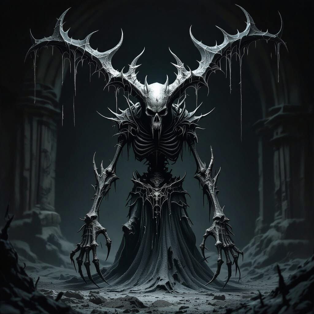 Skeletal Demon in Decayed Horrorcore Style