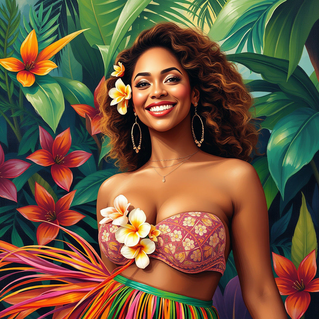 Tropical Joy: Beyoncé in a Gauguin-esque Paradise