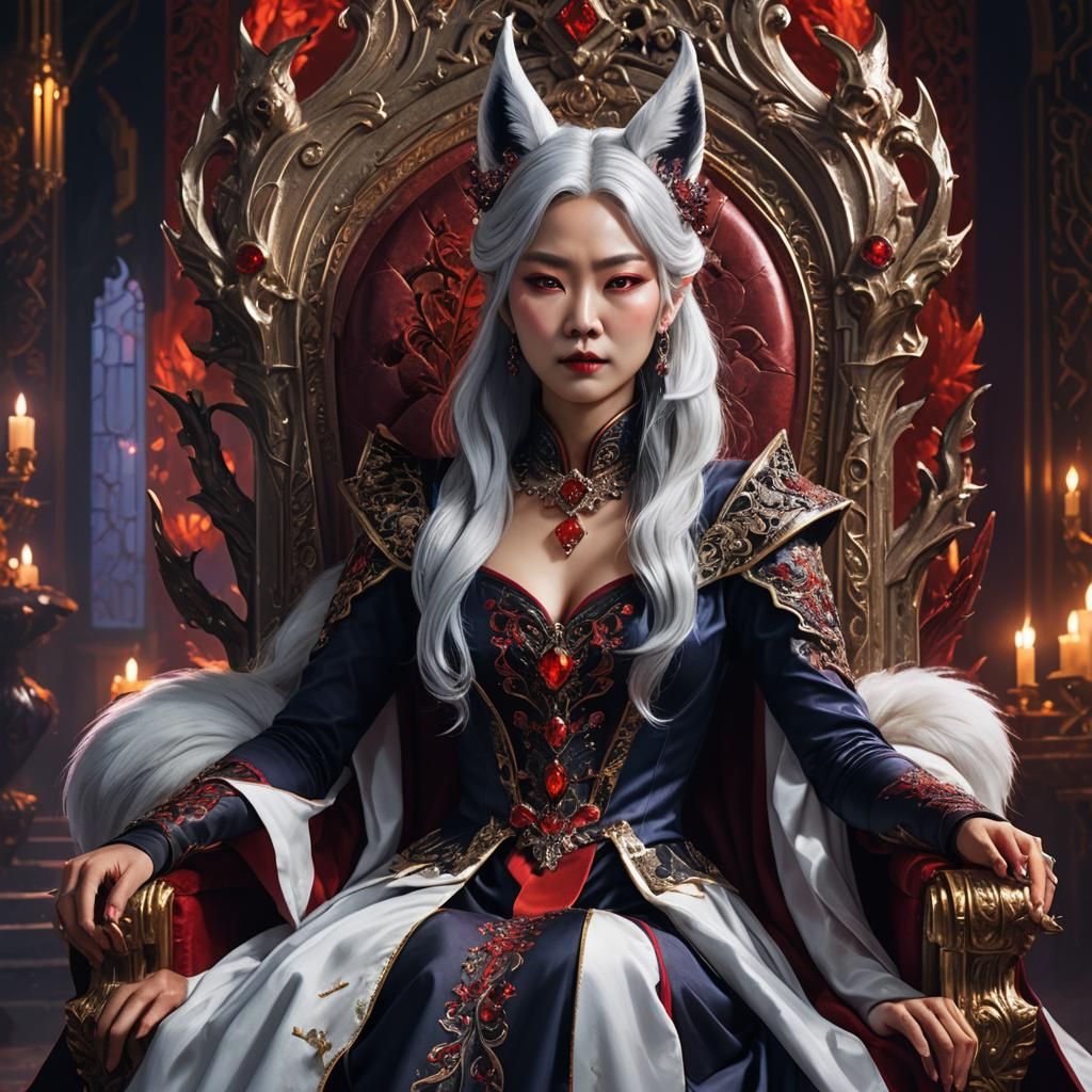 Vampire Queen with Fox Ears on Throne