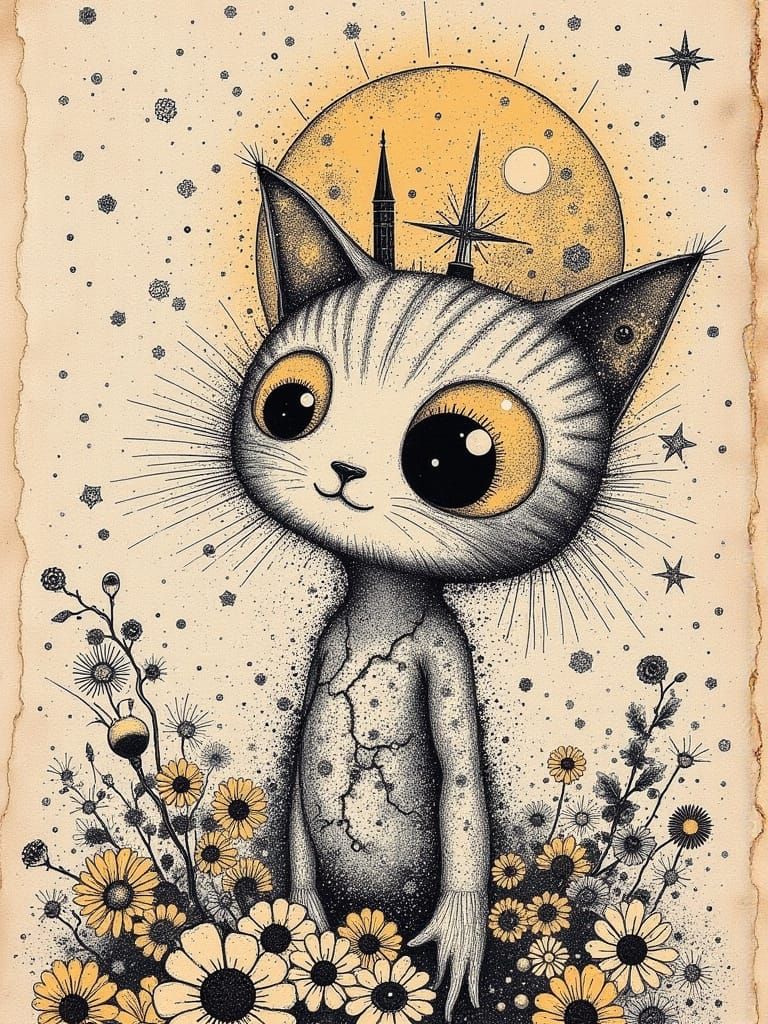 Whimsical Surreal Animal Psychnortrix in Rusty Metal, Inspir...