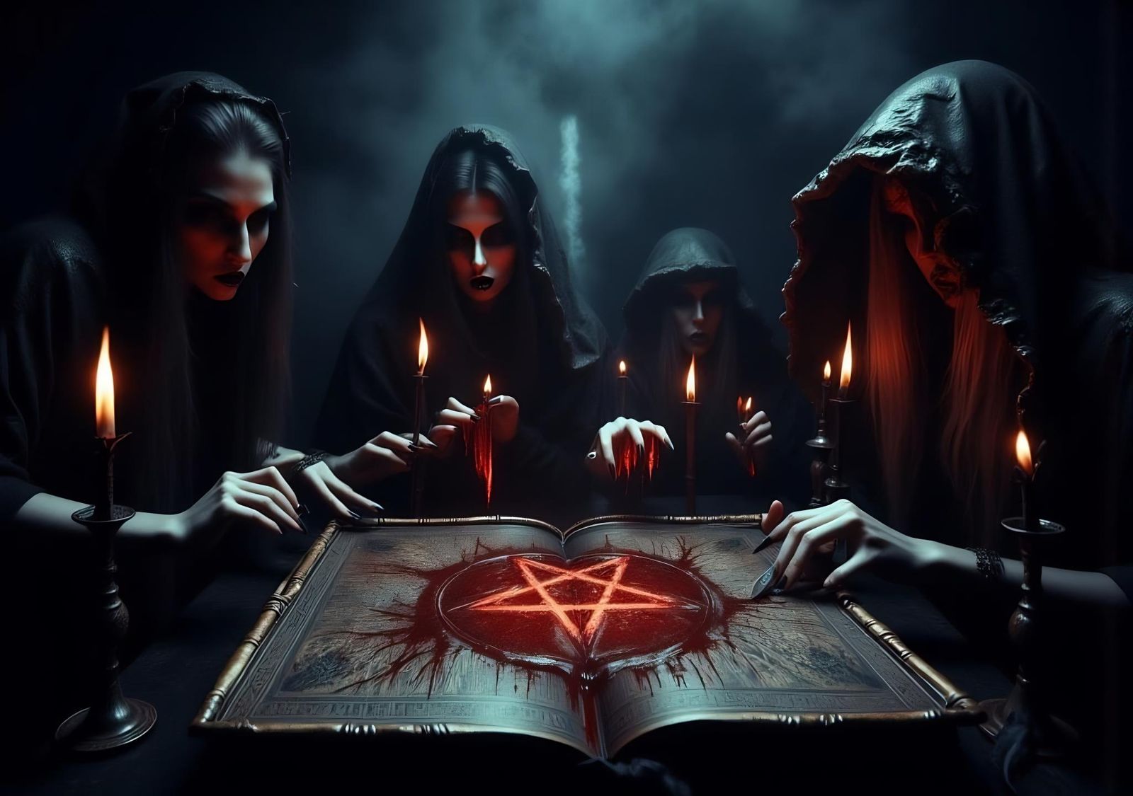 Witches Gathering for Blood Magic Ritual
