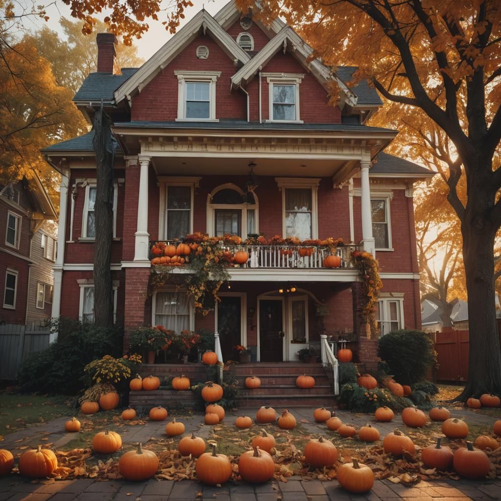 Autumnal Victorian Home in Golden Light