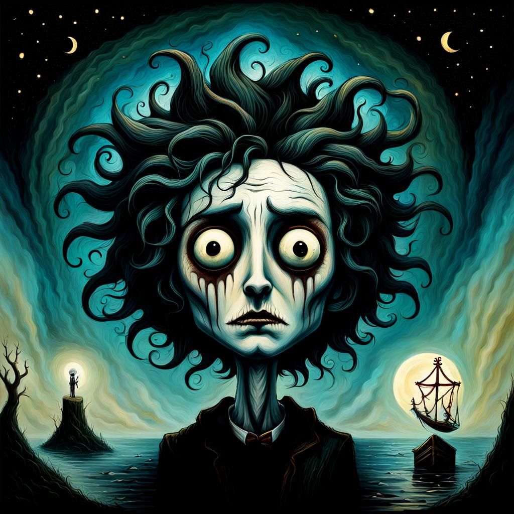 Surreal Boy Portrait in Sinister Surrealist Style