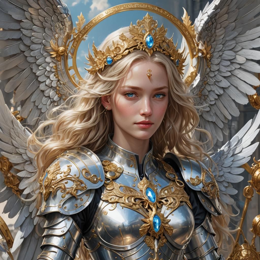 Archangel Raguel: Angel of Peace in Silver Armor