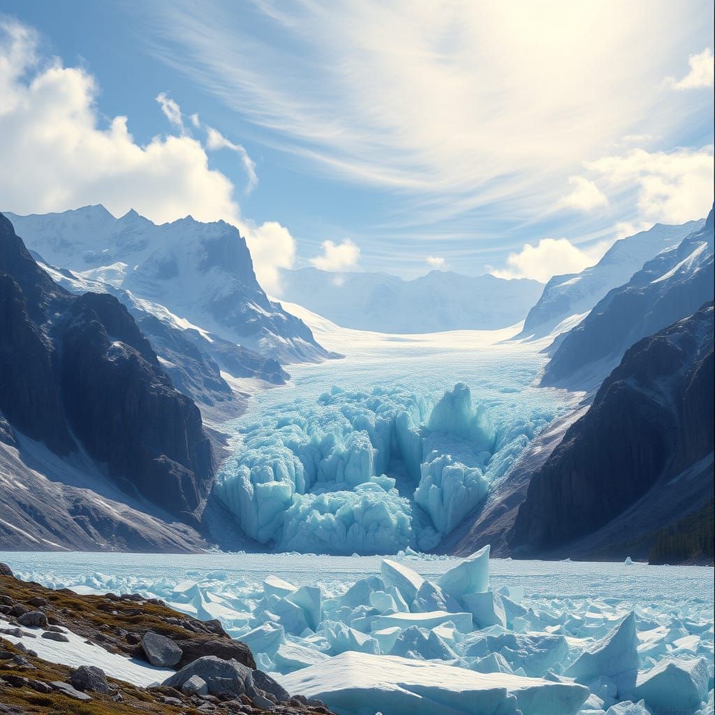 Breathtaking Alpine Glacier Landscape in Ethereal Light