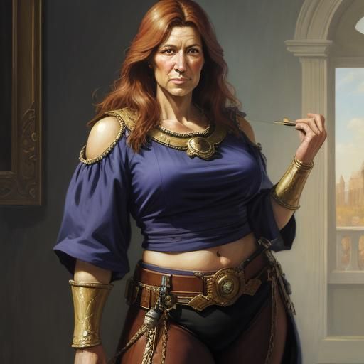 Surreal Oil Painting of Flabby Goddess